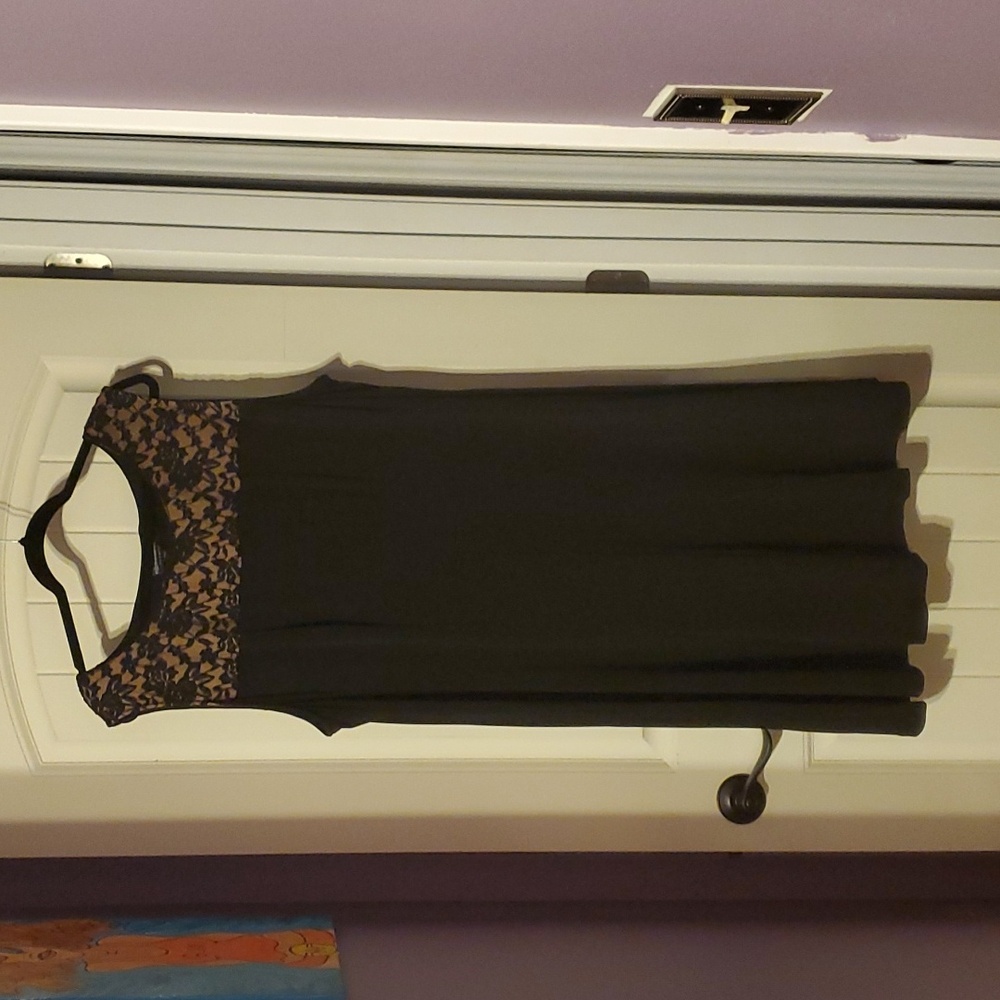 Black dress with black lace overlay nude Connected Dress 22W